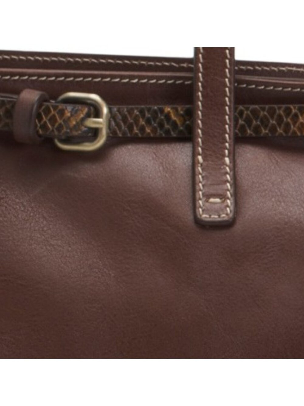 CAVALCANTI Made In Italy Leather East West Satchel With Belt Detail - Picture 4 of 5
